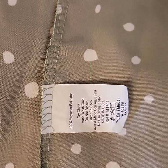 143 STORY BY LINE UP Sage White Polka Dot Bow Tie Long Sleeve Castlecore Blouse - Picture 7 of 8